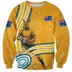 Personalised Australian Rugby Wallabies Sweatshirt Aboriginal Art Kangaroo Player Design