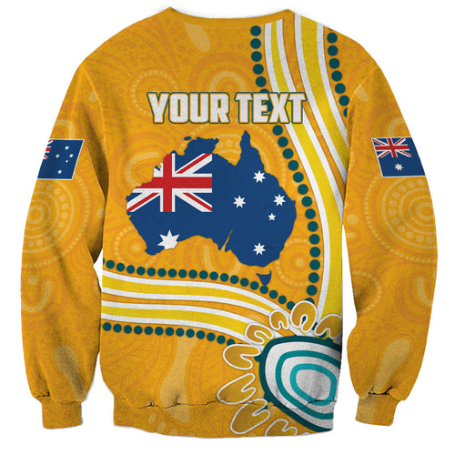 Personalised Australian Rugby Wallabies Sweatshirt Aboriginal Art Kangaroo Player Design