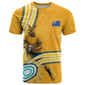 Personalised Australian Rugby Wallabies T Shirt Aboriginal Art Kangaroo Player Design