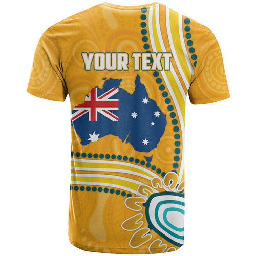 Personalised Australian Rugby Wallabies T Shirt Aboriginal Art Kangaroo Player Design