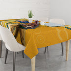 Personalised Australian Rugby Wallabies Tablecloth Aboriginal Art Kangaroo Player Design