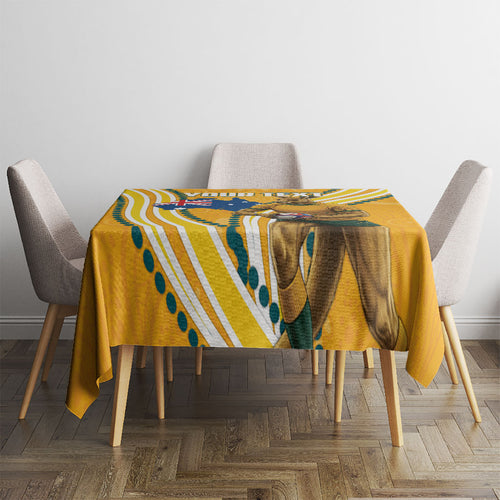 Personalised Australian Rugby Wallabies Tablecloth Aboriginal Art Kangaroo Player Design