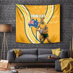 Personalised Australian Rugby Wallabies Tapestry Aboriginal Art Kangaroo Player Design