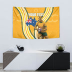 Personalised Australian Rugby Wallabies Tapestry Aboriginal Art Kangaroo Player Design