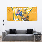 Personalised Australian Rugby Wallabies Tapestry Aboriginal Art Kangaroo Player Design