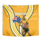 Personalised Australian Rugby Wallabies Tapestry Aboriginal Art Kangaroo Player Design