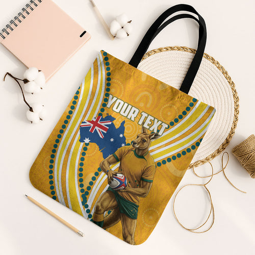 Personalised Australian Rugby Wallabies Tote Bag Aboriginal Art Kangaroo Player Design