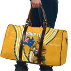 Personalised Australian Rugby Wallabies Travel Bag Aboriginal Art Kangaroo Player Design