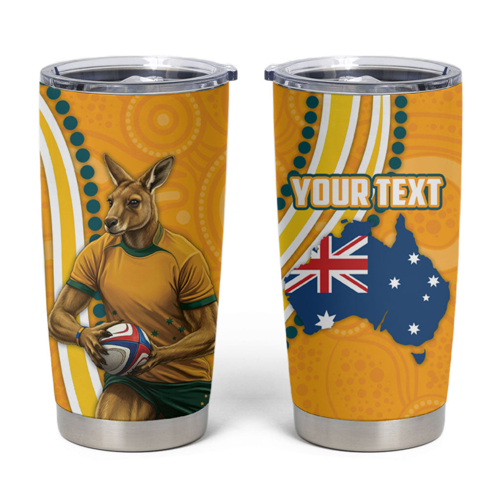 Personalised Australian Rugby Wallabies Tumbler Cup Aboriginal Art Kangaroo Player Design