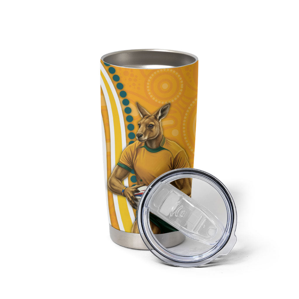 Personalised Australian Rugby Wallabies Tumbler Cup Aboriginal Art Kangaroo Player Design