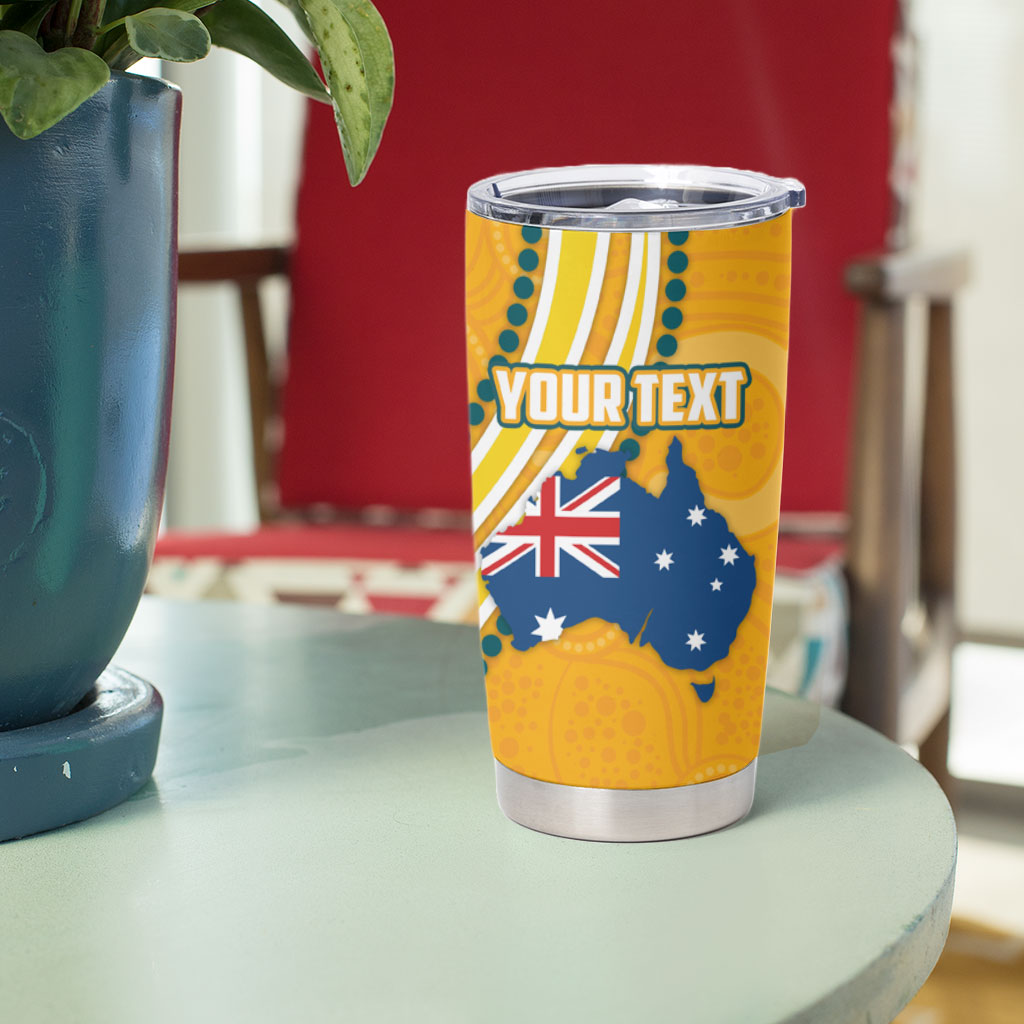 Personalised Australian Rugby Wallabies Tumbler Cup Aboriginal Art Kangaroo Player Design