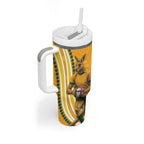 Personalised Australian Rugby Wallabies Tumbler With Handle Aboriginal Art Kangaroo Player Design