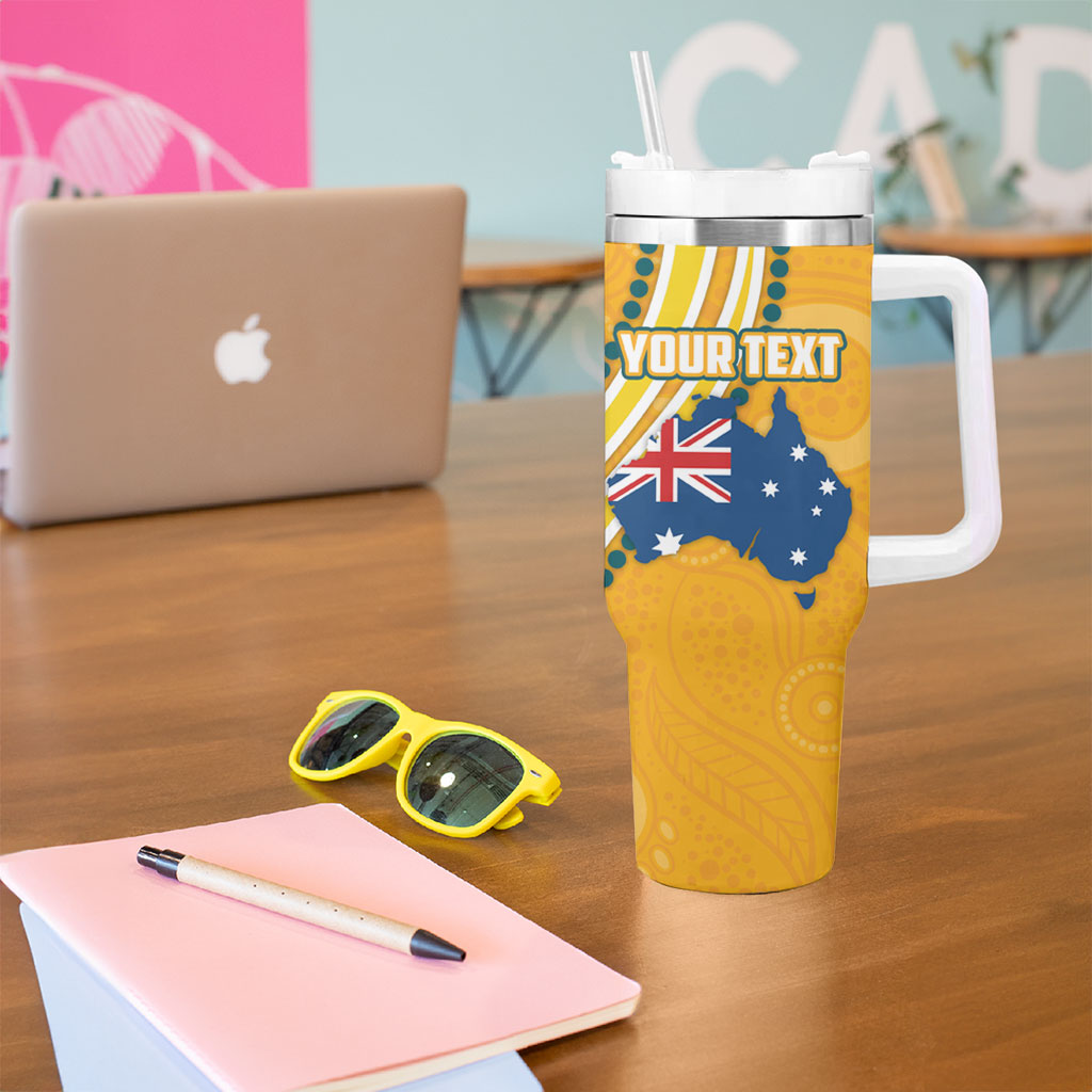 Personalised Australian Rugby Wallabies Tumbler With Handle Aboriginal Art Kangaroo Player Design