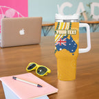 Personalised Australian Rugby Wallabies Tumbler With Handle Aboriginal Art Kangaroo Player Design