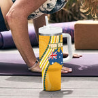 Personalised Australian Rugby Wallabies Tumbler With Handle Aboriginal Art Kangaroo Player Design