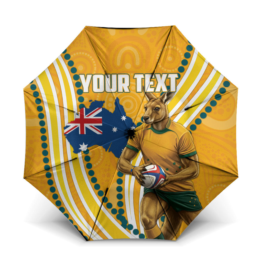 Personalised Australian Rugby Wallabies Umbrella Aboriginal Art Kangaroo Player Design
