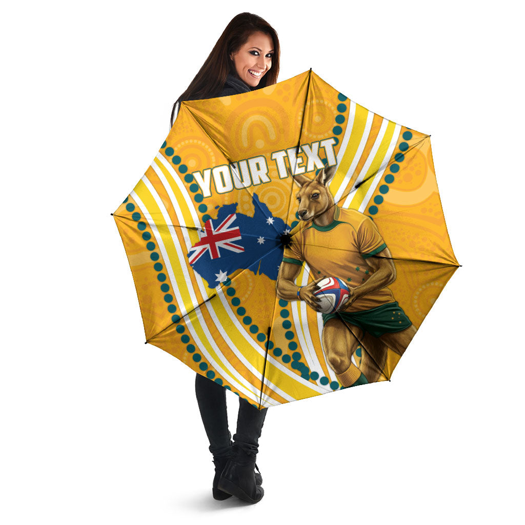 Personalised Australian Rugby Wallabies Umbrella Aboriginal Art Kangaroo Player Design