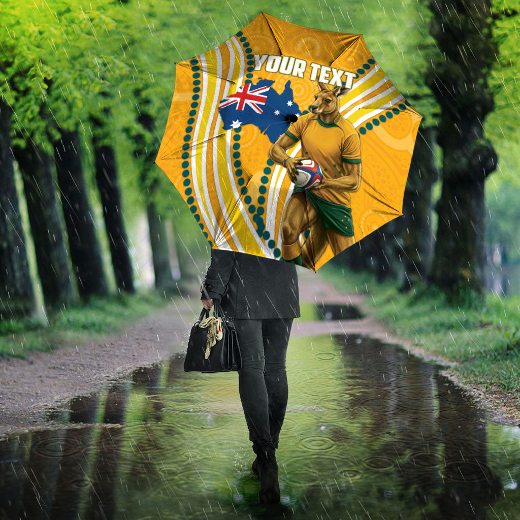 Personalised Australian Rugby Wallabies Umbrella Aboriginal Art Kangaroo Player Design