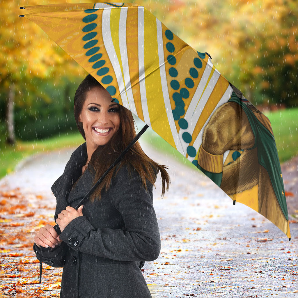 Personalised Australian Rugby Wallabies Umbrella Aboriginal Art Kangaroo Player Design
