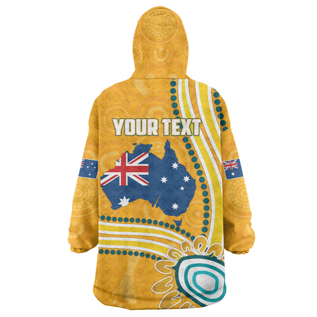 Personalised Australian Rugby Wallabies Wearable Blanket Hoodie Aboriginal Art Kangaroo Player Design