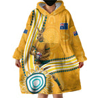 Personalised Australian Rugby Wallabies Wearable Blanket Hoodie Aboriginal Art Kangaroo Player Design