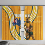 Personalised Australian Rugby Wallabies Window Curtain Aboriginal Art Kangaroo Player Design