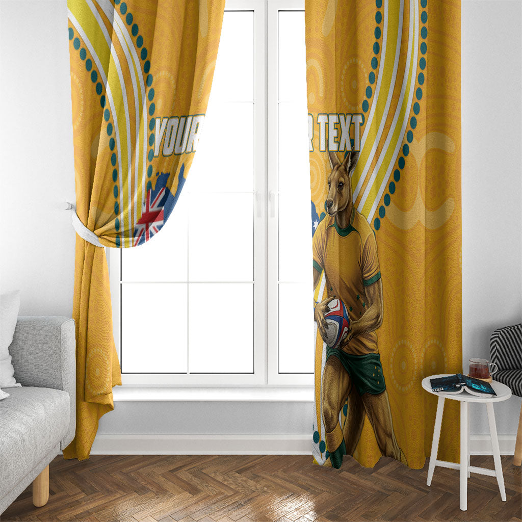 Personalised Australian Rugby Wallabies Window Curtain Aboriginal Art Kangaroo Player Design