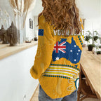 Personalised Australian Rugby Wallabies Women Casual Shirt Aboriginal Art Kangaroo Player Design