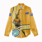 Personalised Australian Rugby Wallabies Women Casual Shirt Aboriginal Art Kangaroo Player Design