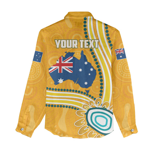 Personalised Australian Rugby Wallabies Women Casual Shirt Aboriginal Art Kangaroo Player Design