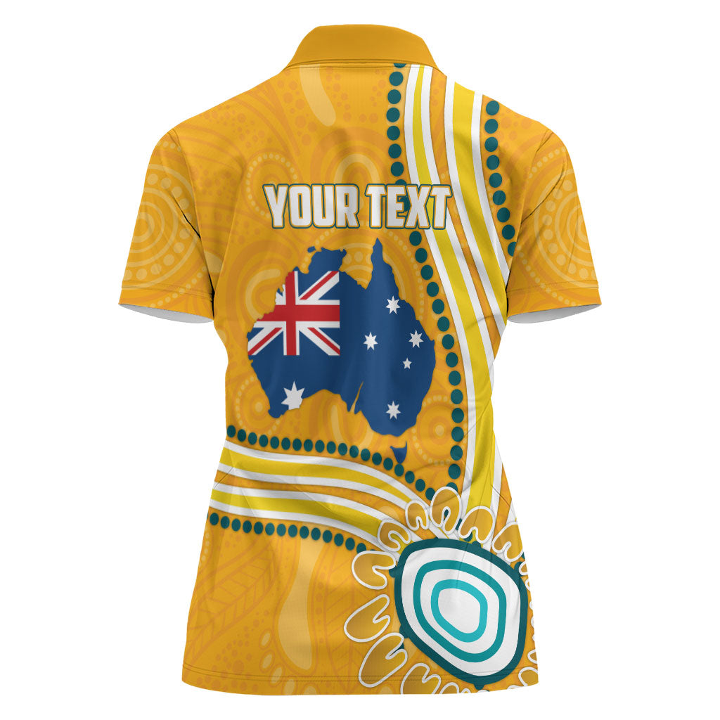 Personalised Australian Rugby Wallabies Women Polo Shirt Aboriginal Art Kangaroo Player Design