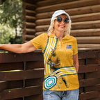 Personalised Australian Rugby Wallabies Women Polo Shirt Aboriginal Art Kangaroo Player Design