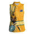 Personalised Australian Rugby Wallabies Women Sleeveless Polo Shirt Aboriginal Art Kangaroo Player Design