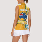 Personalised Australian Rugby Wallabies Women Sleeveless Polo Shirt Aboriginal Art Kangaroo Player Design