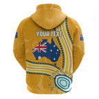 Personalised Australian Rugby Wallabies Zip Hoodie Aboriginal Art Kangaroo Player Design