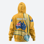 Personalised Australian Rugby Wallabies Zip Hoodie Aboriginal Art Kangaroo Player Design