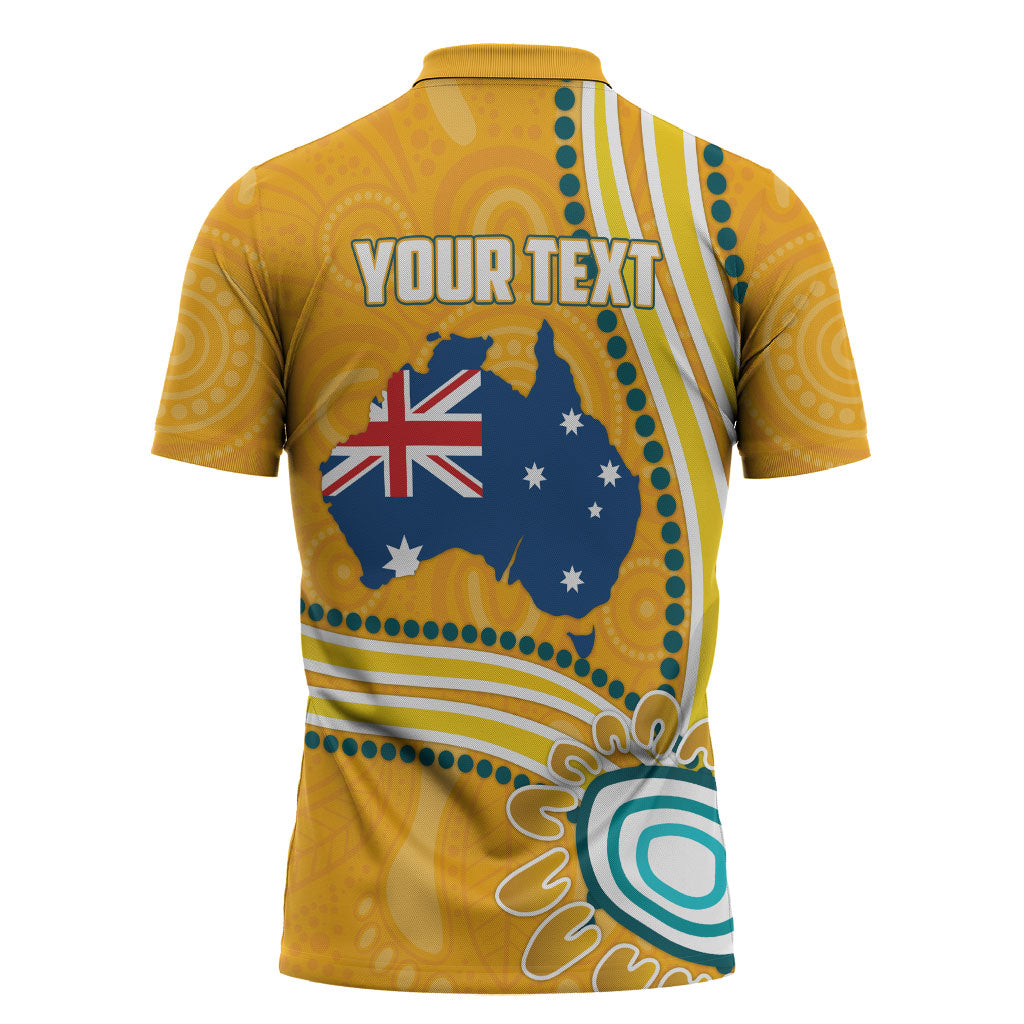 Personalised Australian Rugby Wallabies Zipper Polo Shirt Aboriginal Art Kangaroo Player Design