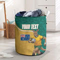 Personalised Australia Rugby Laundry Basket Wallabies Kangaroo Player Aboriginal Pattern