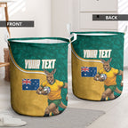 Personalised Australia Rugby Laundry Basket Wallabies Kangaroo Player Aboriginal Pattern