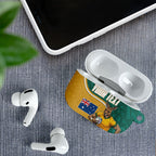 Personalised Australia Rugby AirPods Case Wallabies Kangaroo Player Aboriginal Pattern