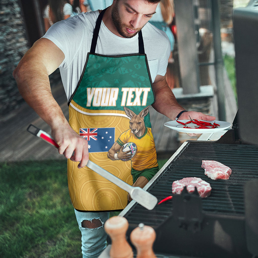 Personalised Australia Rugby Apron Wallabies Kangaroo Player Aboriginal Pattern