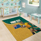 Personalised Australia Rugby Area Rug Wallabies Kangaroo Player Aboriginal Pattern