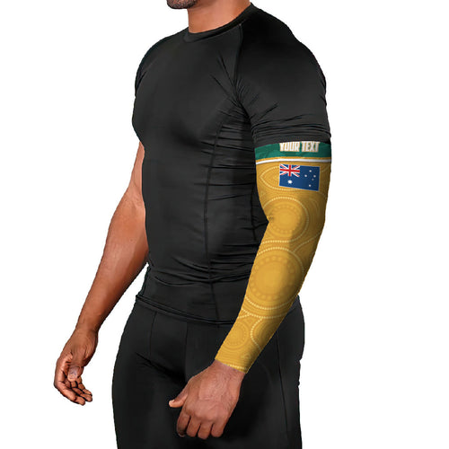 Personalised Australia Rugby Arm Sleeves Wallabies Kangaroo Player Aboriginal Pattern