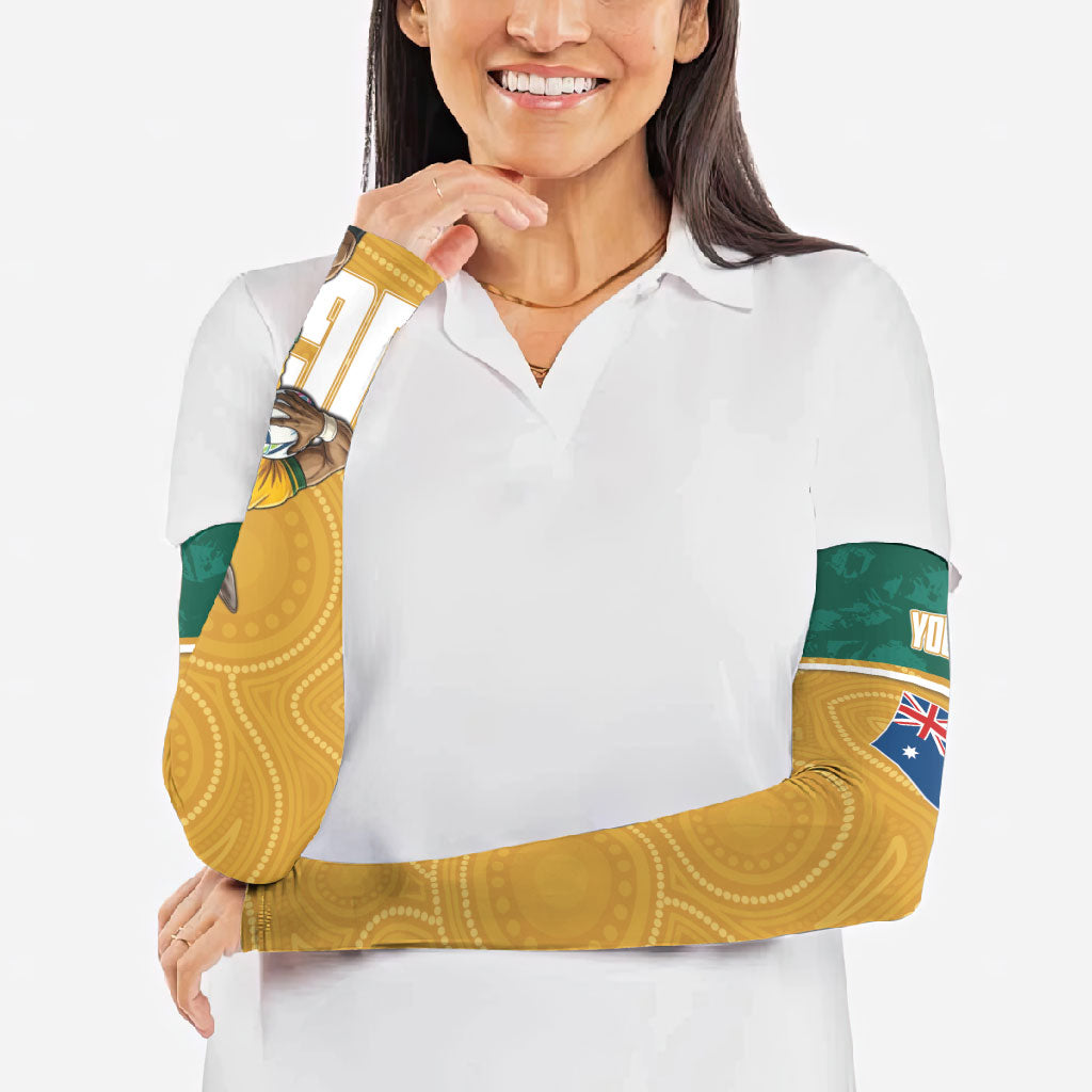 Personalised Australia Rugby Arm Sleeves Wallabies Kangaroo Player Aboriginal Pattern