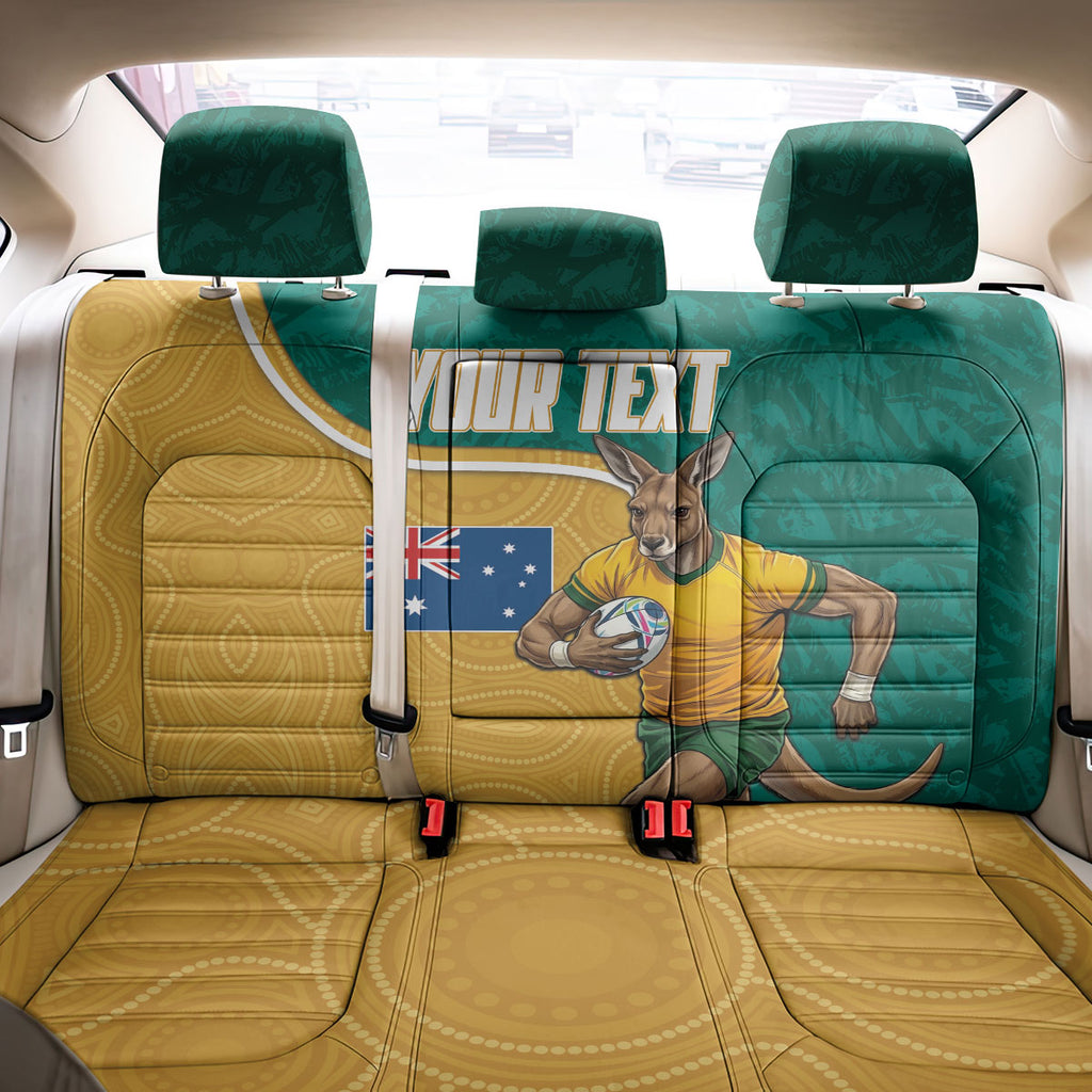Personalised Australia Rugby Back Car Seat Cover Wallabies Kangaroo Player Aboriginal Pattern