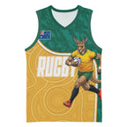 Personalised Australia Rugby Basketball Jersey Wallabies Kangaroo Player Aboriginal Pattern