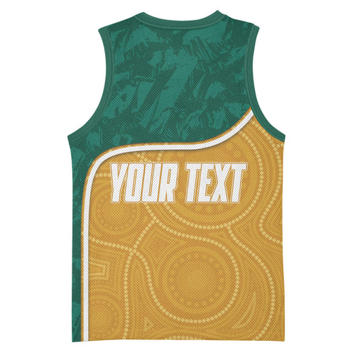Personalised Australia Rugby Basketball Jersey Wallabies Kangaroo Player Aboriginal Pattern