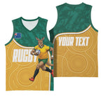 Personalised Australia Rugby Basketball Jersey Wallabies Kangaroo Player Aboriginal Pattern