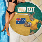 Personalised Australia Rugby Beach Blanket Wallabies Kangaroo Player Aboriginal Pattern