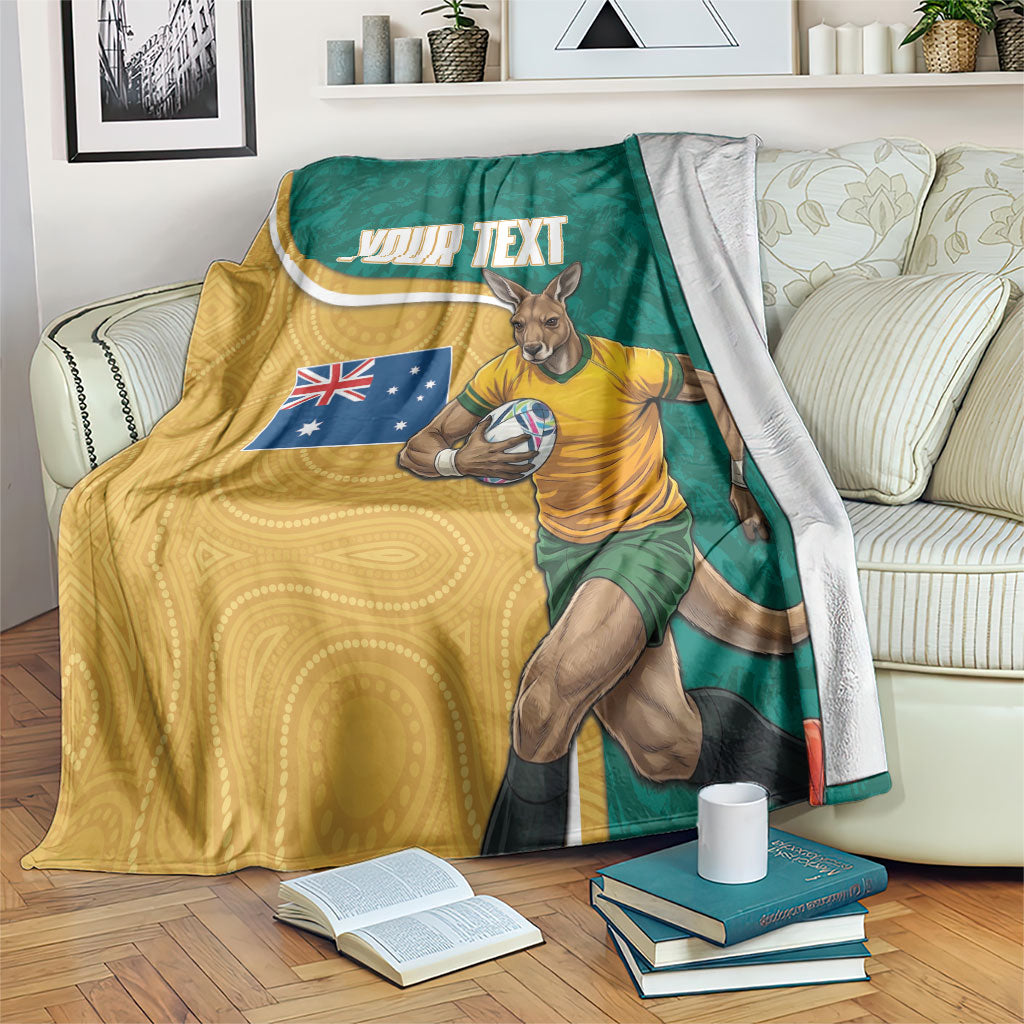 Personalised Australia Rugby Blanket Wallabies Kangaroo Player Aboriginal Pattern